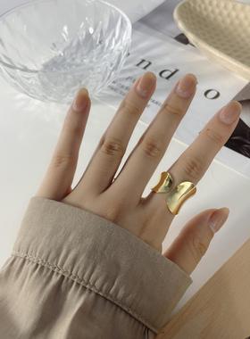 韩版925纯银戒指几何形夸张INS潮人几何简约不规则食指指环女