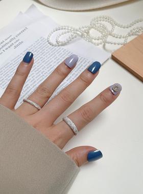 韩版轻奢冷淡风S925纯银璀璨波光粼粼闪沙戒指星空银河系开口指环