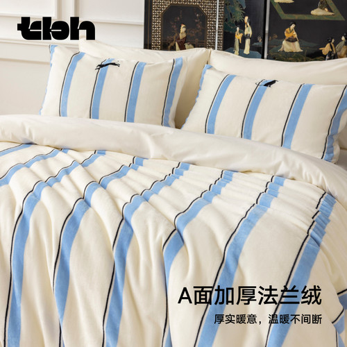 tbh野兽派家居床上四件套都市野兽黑豹法兰绒加厚保暖床品套件冬 - 图0