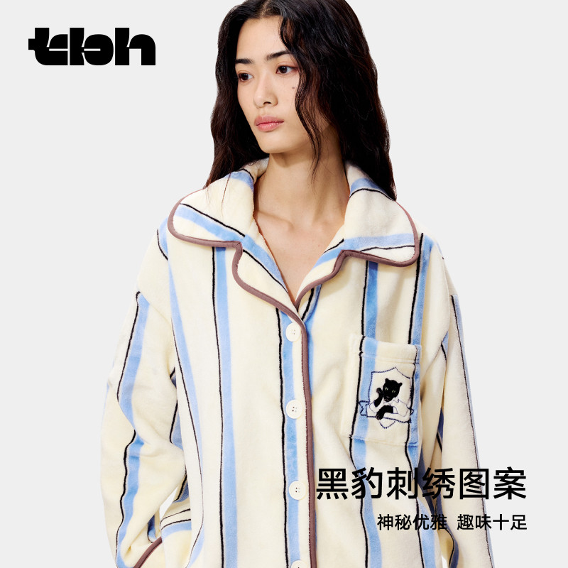 tbh野兽派家居都市野兽黑豹法兰绒家居服套装可外穿情侣睡衣冬,淘宝优惠券,粉丝福利购,淘宝优惠卷