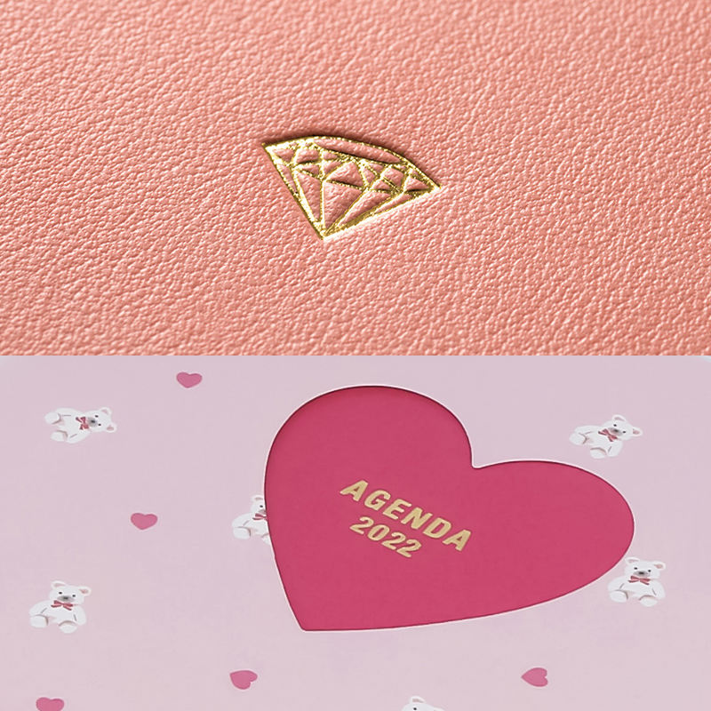 【特惠2折】MARKS 2022年手帐镂空桃心烫金钻石封面月记B6彩页收支管理记事本日程本学生通用少女简约 - 图3