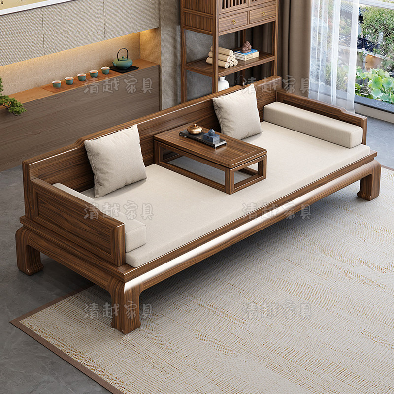 乌金木实木罗汉床新中式客厅办公室家用沙发床贵妃塌两用禅意炕几,淘宝优惠券,粉丝福利购,淘宝优惠卷