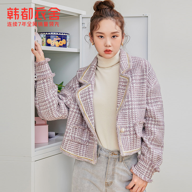 韩都衣舍outlets冬女装韩版 韩都衣舍outlets店毛呢外套