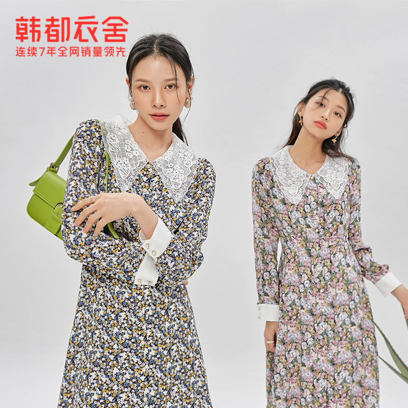韩都衣舍outlets2020秋季新款长裙 韩都衣舍outlets店连衣裙