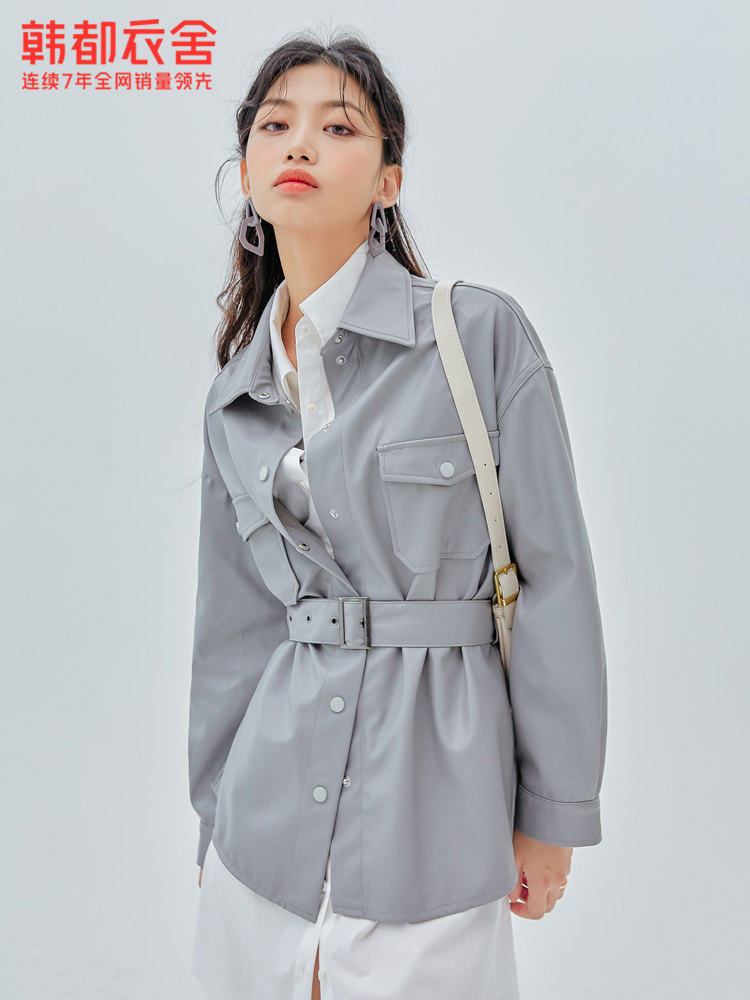 韩都衣舍outlets冬季黑色工装夹克 韩都衣舍outlets店短外套