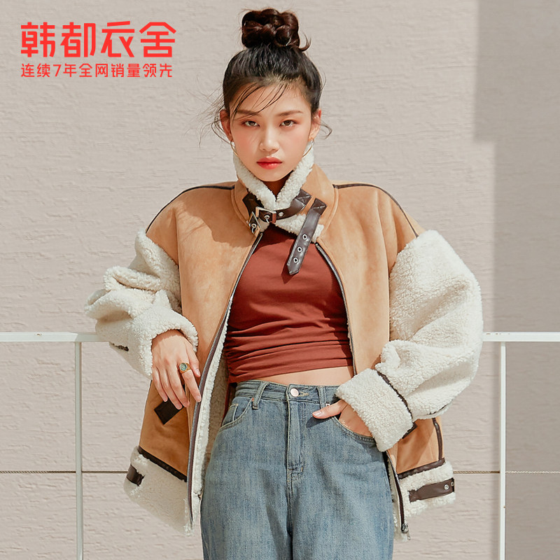 韩都衣舍outlets早春新款港风夹克 韩都衣舍outlets店棉衣/棉服