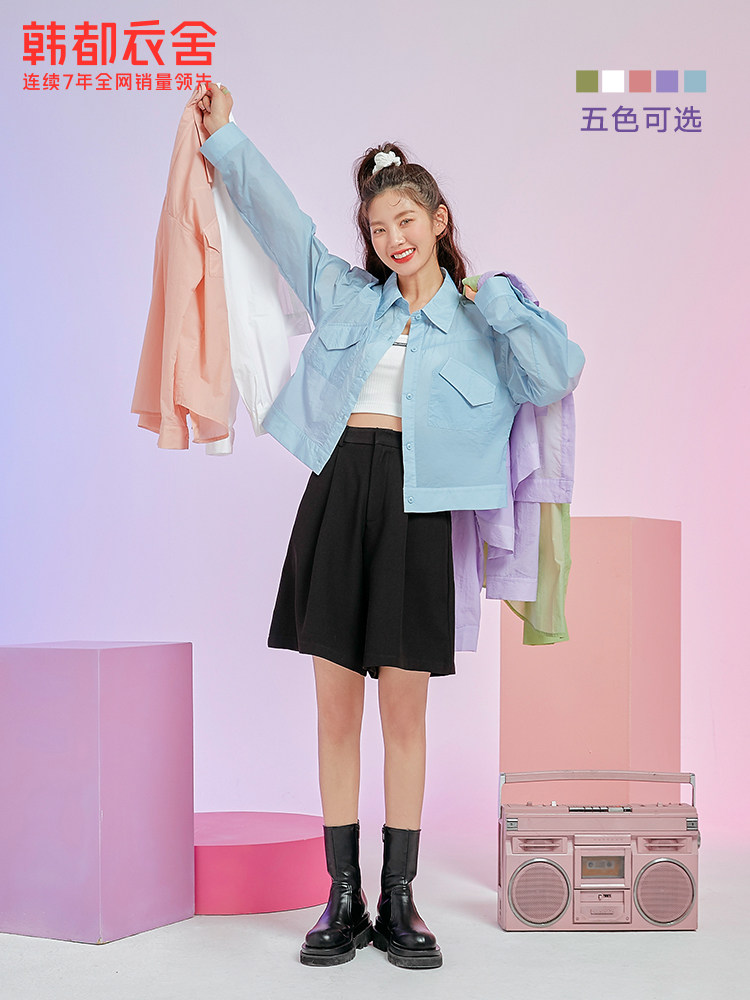 韩都衣舍outlets女2021夏装防晒衣 韩都衣舍outlets店短外套