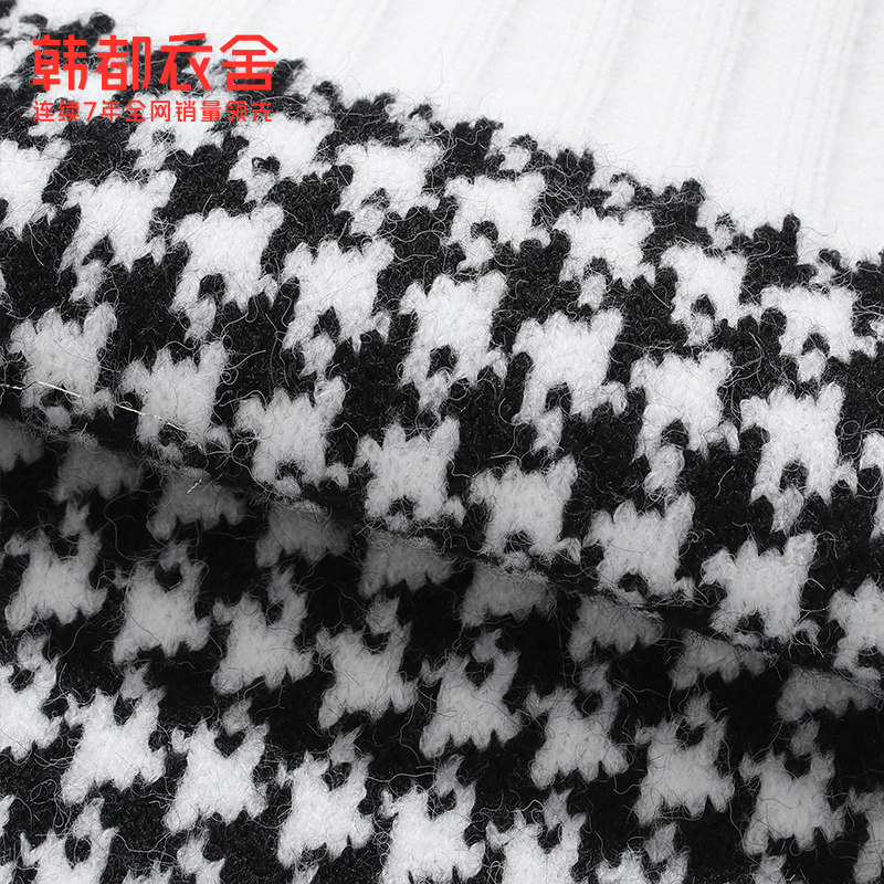 韩都衣舍outlets复古千鸟格马甲 韩都衣舍outlets店马夹