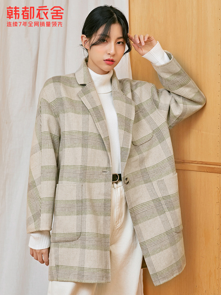 韩都衣舍outlets2021春装新款大衣 韩都衣舍outlets店毛呢外套