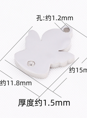 小天使吊坠带钻镜面钛钢外单孔DIY项链饰品配件304不锈钢激光刻字