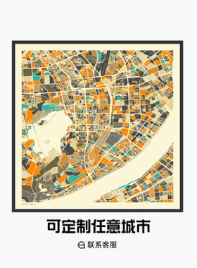法式北欧城市地图装饰画可定制