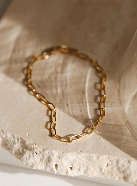 不掉色回形针14K注金手链