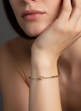 美国进口14K注金锤面手镯不掉色