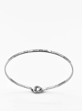 通体925银手镯纯手工锤击纹理