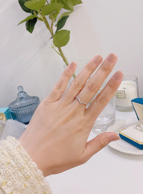 v字戒指纯银副戒围镶女小众设计