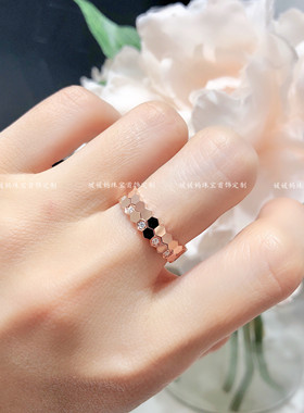 蜂巢纯银镀金精工戒指