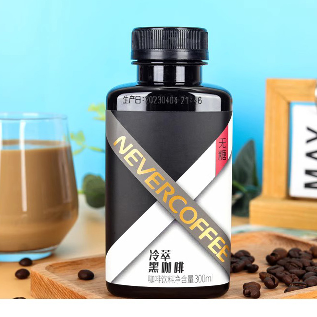 nevercoffee冷萃黑咖啡无糖美式低糖拿铁即饮咖啡饮料300ml*6瓶装