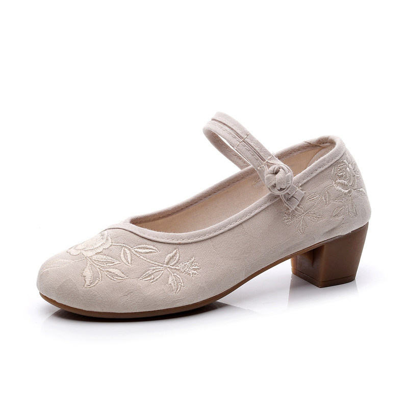 2023新款春季布鞋中高跟老北京布鞋刺绣绣花鞋女复古汉服配女单鞋,淘宝优惠券,粉丝福利购,淘宝优惠卷