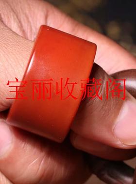 精品元保山南红玛瑙岁月痕迹厚重包浆复古扳指玉石戒指男款手饰品