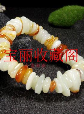 收藏款新疆和田玉原石随形手链红皮籽料钱多多手串高端男女情侣款