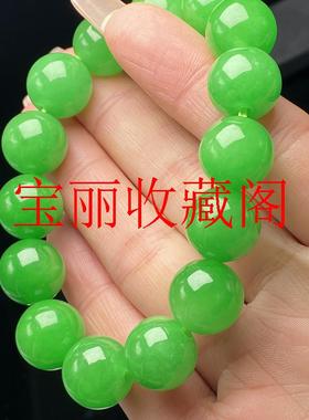 缅甸翡翠色冰糯种满绿手链精挑玉石转运珠平安大圆珠手串单色饰品