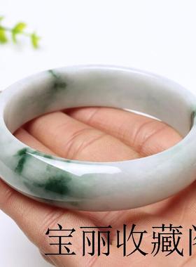 缅甸冰糯米种飘花翡翠色玉手镯女款玉镯子玉镯翡翠色玉手镯送亲友