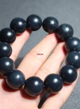 老熟细润聚墨青花籽料和田玉圆珠子手串高级感时尚百搭男款手饰品