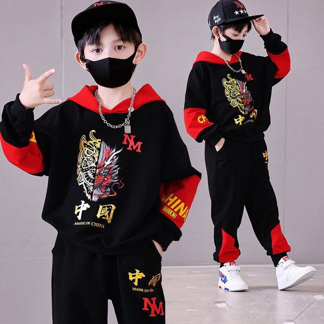 Boys' suit plus velvet new year winter spring autumn sweatshirt handsome