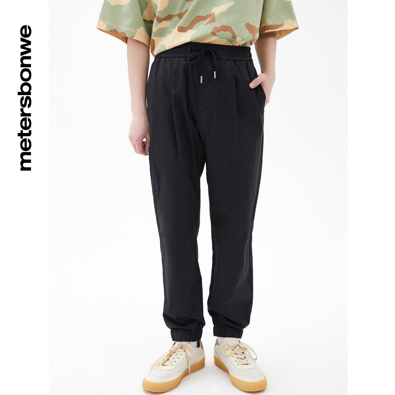 美特斯邦威弹力运动长裤男抽绳裤子 美特斯邦威outlets店休闲裤