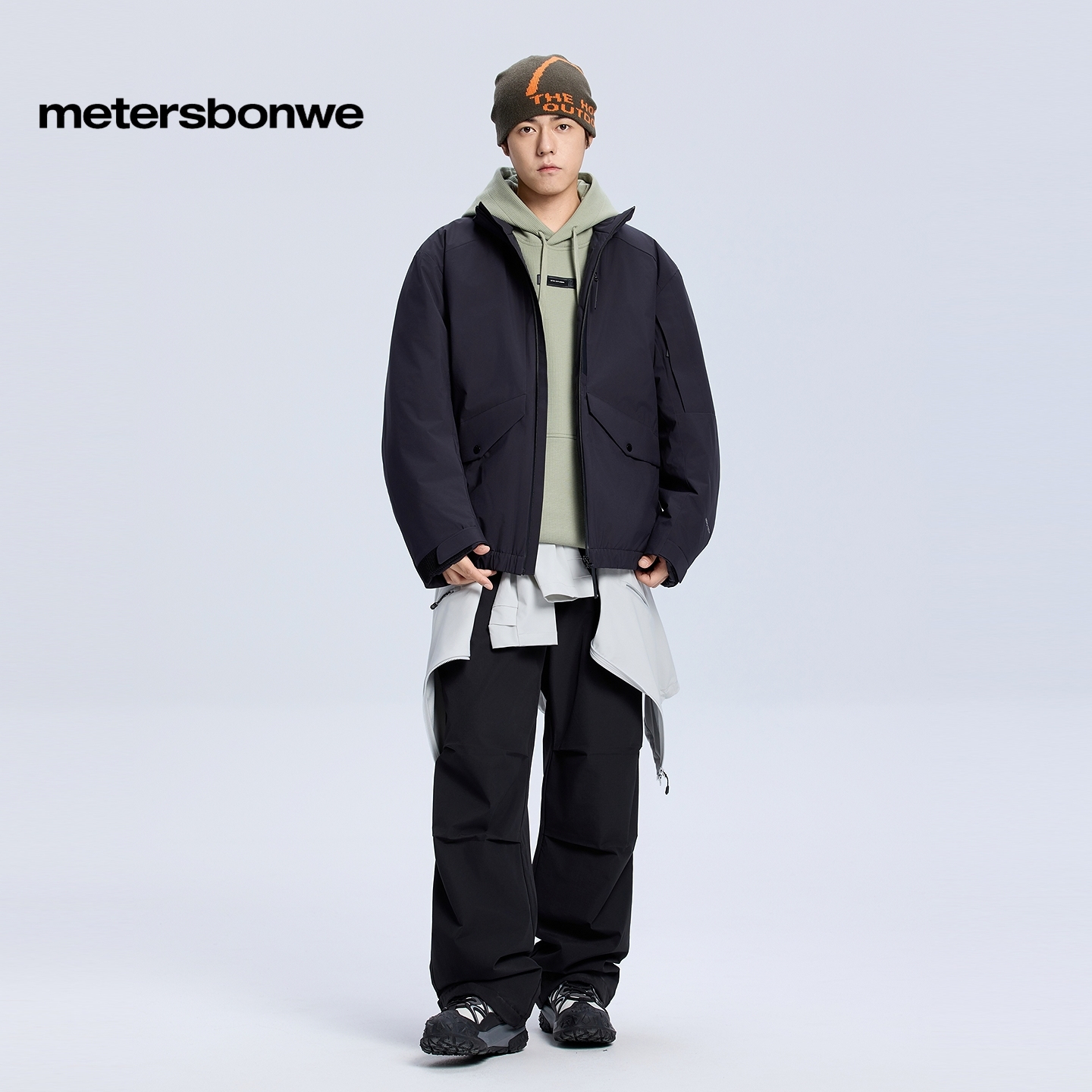 美特斯邦威男款2025新款冬季立领做旧短款夹克羽绒服休闲三防外Q - 图2