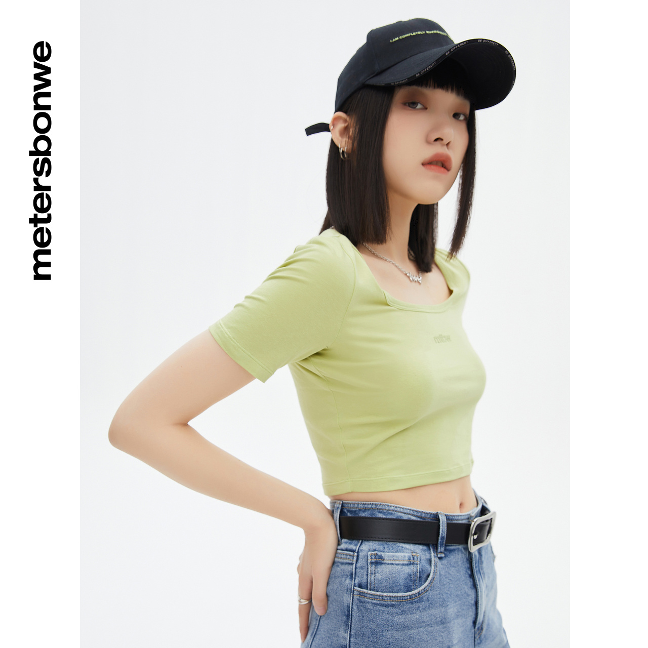 国货美特斯邦威基本印花圆领T恤女