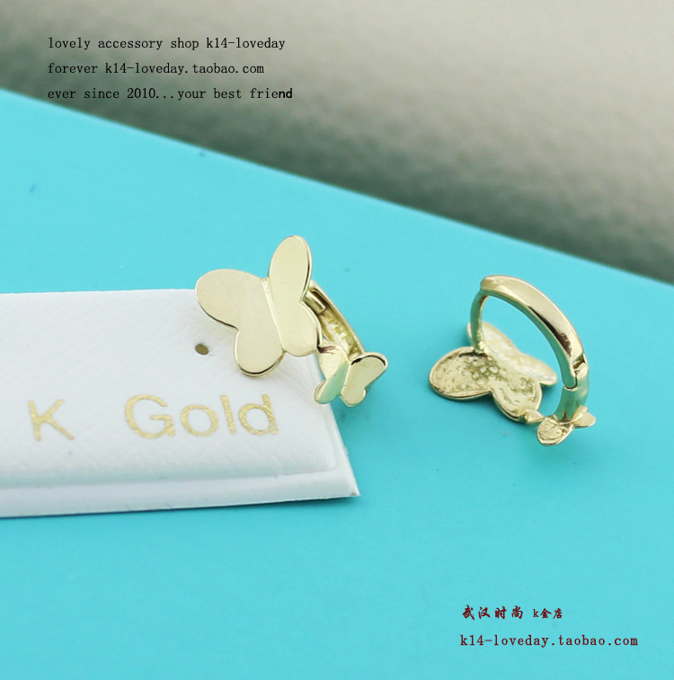 金耳环耳圈素面简洁小蝴蝶耳扣 k 金耳扣光面蝴蝶 14k 10k 时尚韩国 WH 金耳环耳圈素面简洁小蝴蝶耳扣 k 金耳扣光面蝴蝶 14k 10k 时尚韩国 WH
