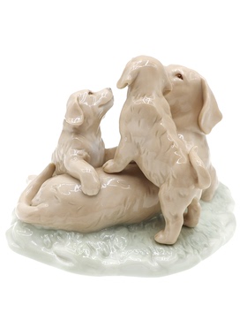 Serxia Valencia出口老货陶瓷瓷器三只狗狗装饰摆件