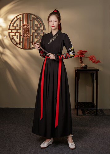 古装剑舞打鼓武侠风汉服女中国风女侠古风演出侠客雪龙吟古典舞蹈 - 图2
