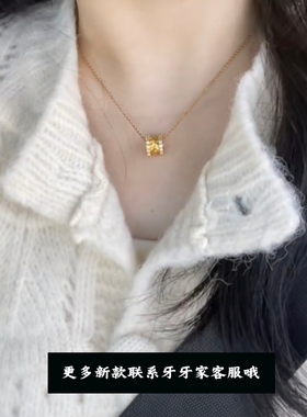 古法金路路通点钻繁花吊坠项链配饰女复古百搭转运珠锁骨链