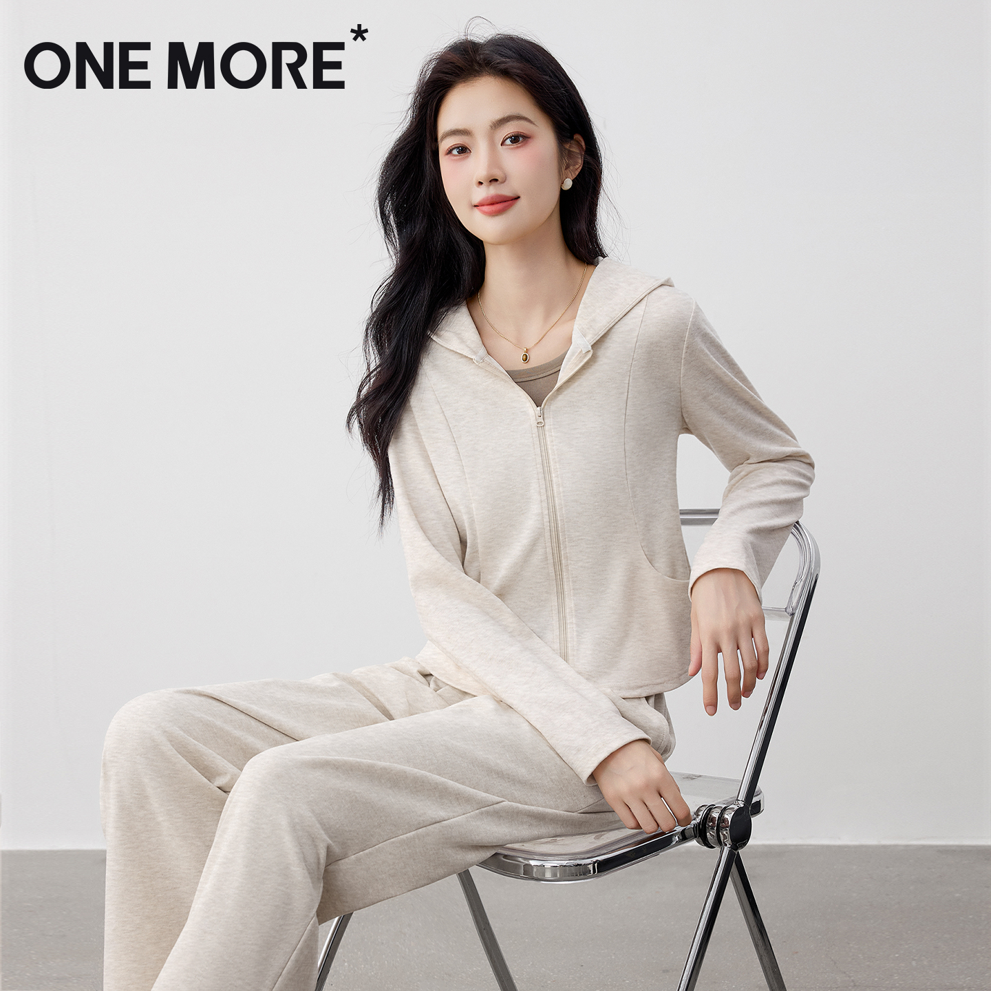 one more运动套装女2025新款秋小个子糯米外套休闲裤时尚两件套S - 图0