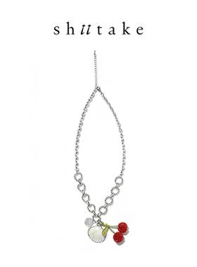 Shiitake「手工系列」串珠樱桃与天然贝壳金属项链
