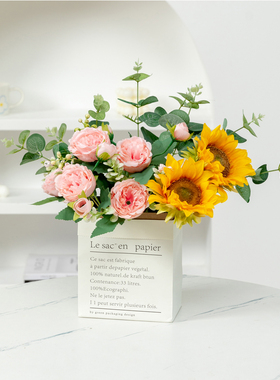 仿真花绢花客厅摆件花束+花瓶