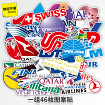 Tide Aircraft Aviation Logo Luggage Travel Pull Bar box sticker Tide Card Personality Waterproof Case Fridge Sticker