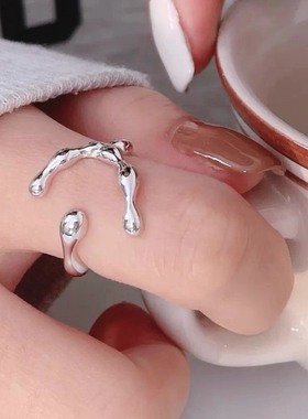 LTBB【郝熠然同款】s925纯银几何形竹节戒指女小众设计