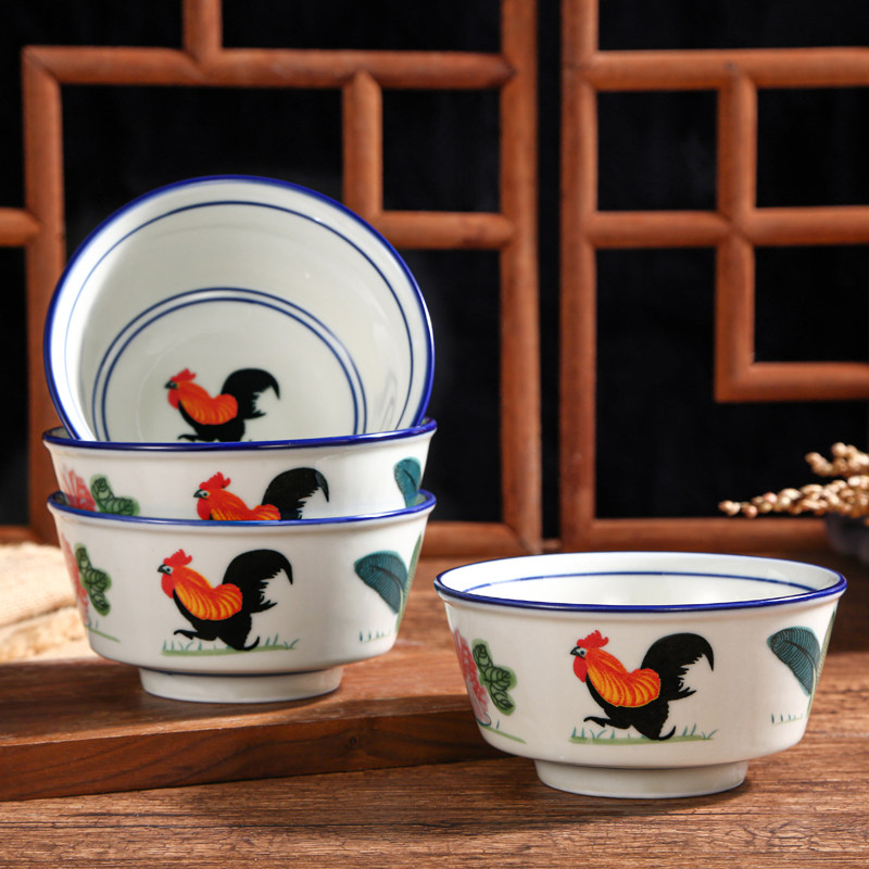 仿古陶瓷公鸡碗葵斗碗鸡公碗餐厅碗家用米饭碗单民宿餐具面碗套装,淘宝优惠券,粉丝福利购,淘宝优惠卷