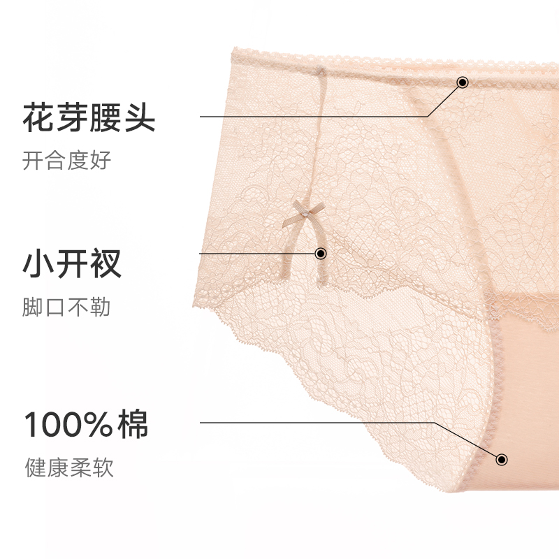 3条189元|曼妮芬性感蕾丝短裤中腰女士纯棉底裆内裤本命年红底裤 - 图0