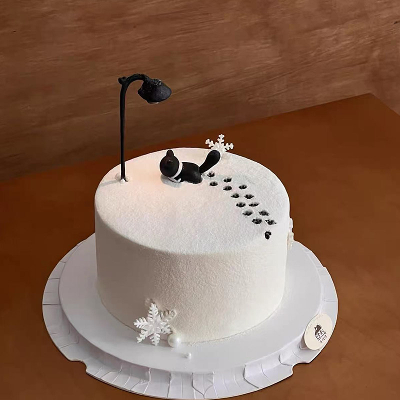 网红同款ins风小猫咪雪地脚印蛋糕装饰简约烂漫情侣表白装扮摆件,淘宝优惠券,粉丝福利购,淘宝优惠卷