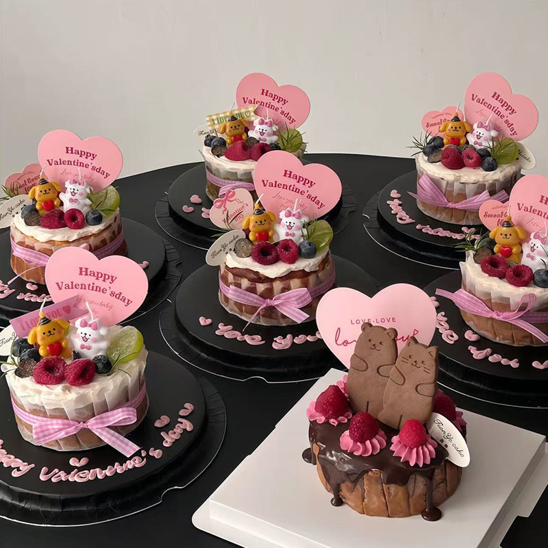 韩系情人节抱爱心蝴蝶结小狗蜡烛蛋糕装饰情侣表白love卡片装扮,淘宝优惠券,粉丝福利购,淘宝优惠卷