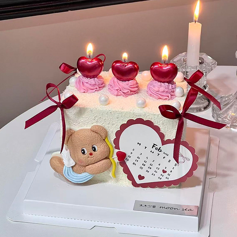 2.14情人节丘比特射箭小熊蛋糕装饰摆件爱心蜡烛日历卡片装扮插件,淘宝优惠券,粉丝福利购,淘宝优惠卷
