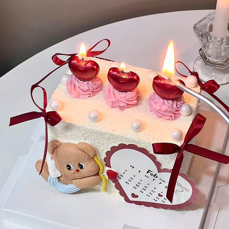 2.14情人节丘比特射箭小熊蛋糕装饰摆件爱心蜡烛日历卡片装扮插件,淘宝优惠券,粉丝福利购,淘宝优惠卷
