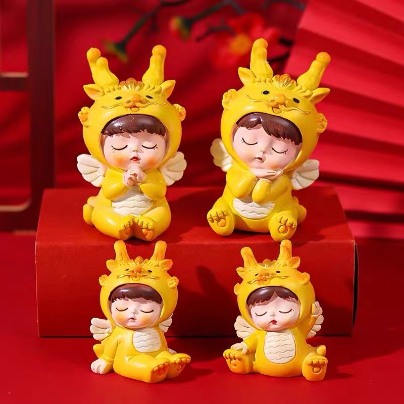 中式国潮风卡通龙宝宝生日蛋糕装饰摆件儿童男孩女孩公仔烘焙装扮,淘宝优惠券,粉丝福利购,淘宝优惠卷