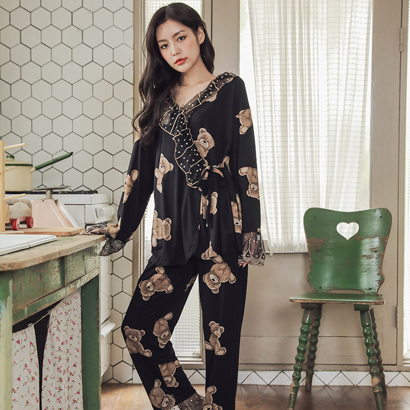 族玛士春秋女款高级感小熊情侣睡衣 族玛士睡衣/家居服套装