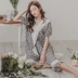 Đồ ngủ nữ mùa hè cotton ngắn tay cắt cạp quần phù hợp với phần mỏng kimono kẻ sọc Nhật Bản phong cách công chúa dịch vụ nhà Hàn Quốc - Giống cái đồ bộ mặc nhà pijama Giống cái