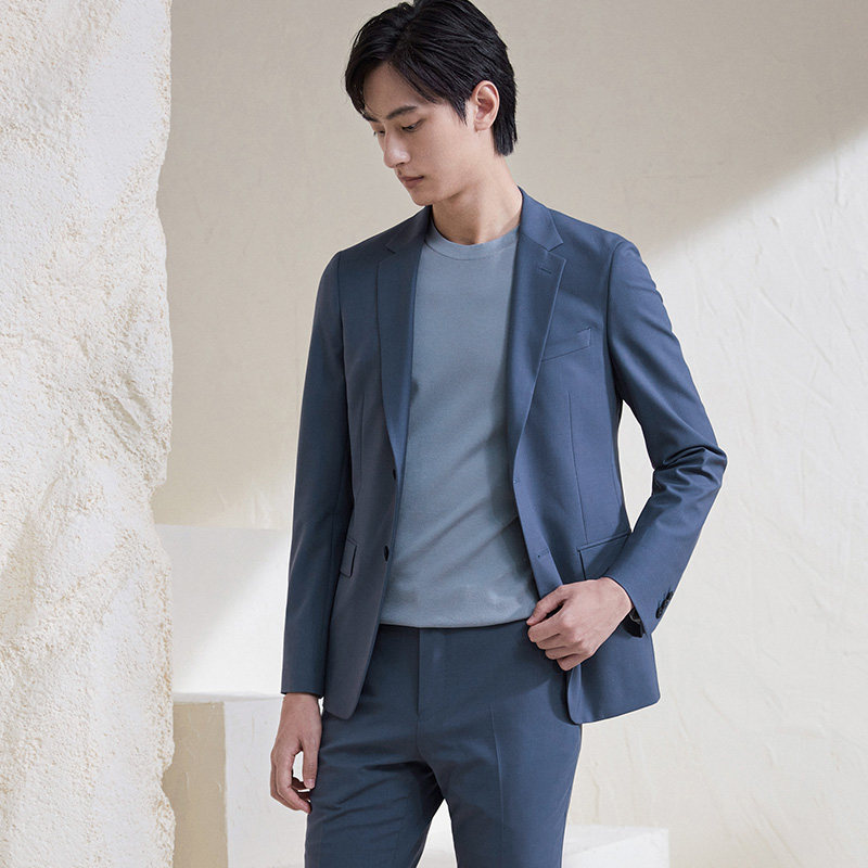 报喜鸟新款男士商务婚庆蓝色西服上衣新郎羊毛两粒扣修身西装外套,淘宝优惠券,粉丝福利购,淘宝优惠卷
